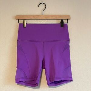 Lululemon Biker Shorts Womens 6 Purple High Rise Pocket 6 In Yoga Gym Training